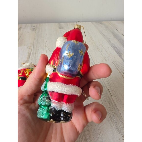 Glass glitter Santa ornament set bag red sparkle ornaments - Picture 4 of 10